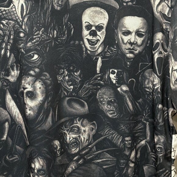 Devin Du sz 3XL RUNS SMALL CHECK MEASUREMENTS gray horror faces short sleeve top - Picture 2 of 6